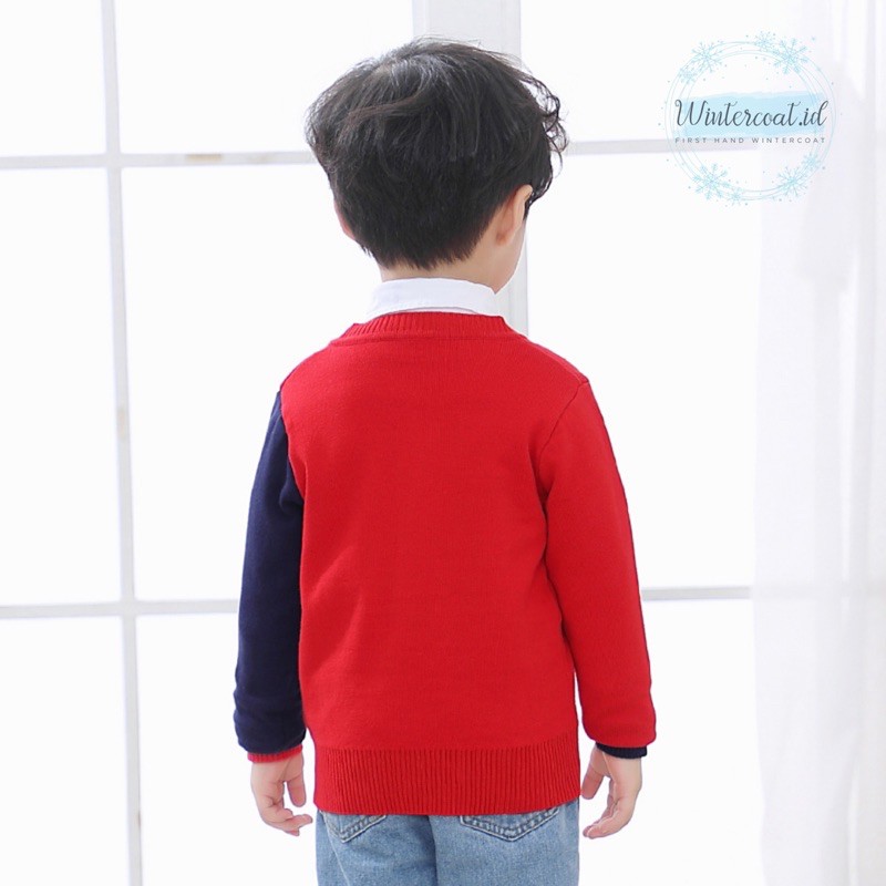 Cardigan kids import kardigan anak hangat cowok korea winter tebal baby shark gunung