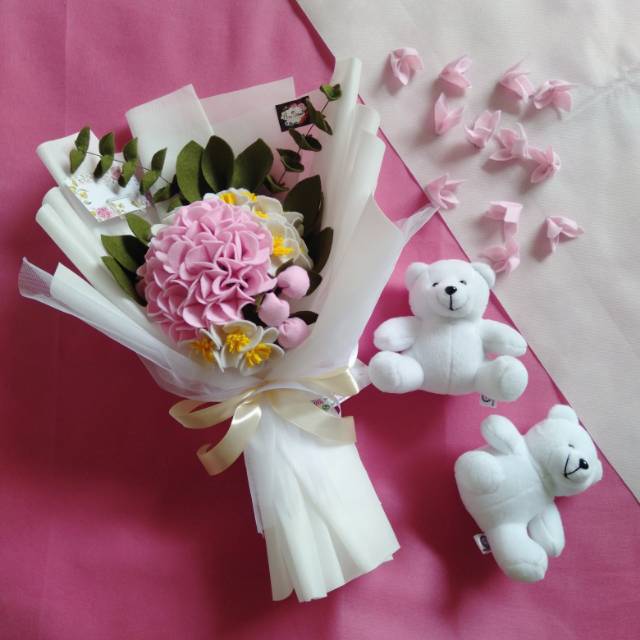 Buket Flanel Hydrangea mix apple blosom medium