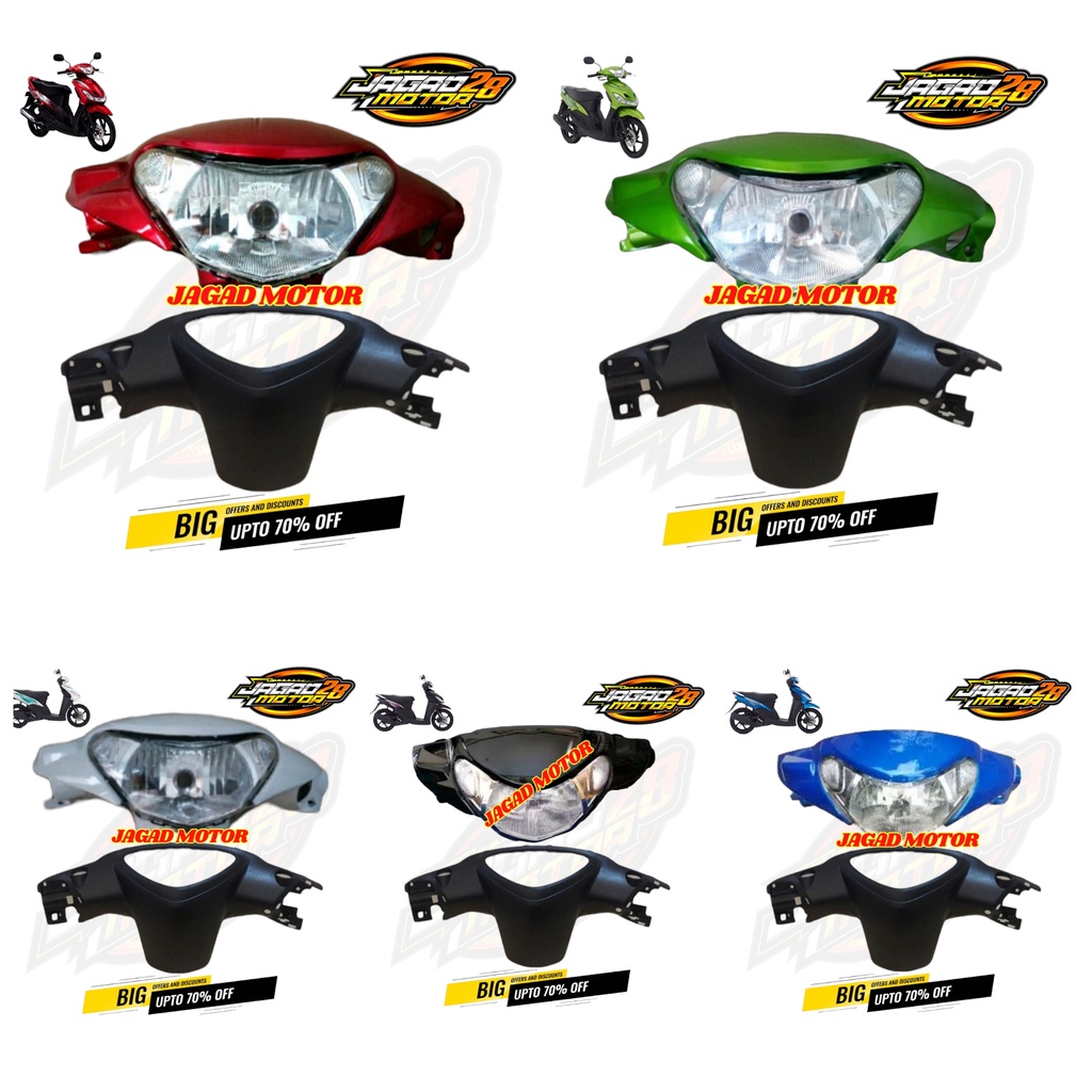 Batok Depan Belakang Mio Smile Mio New Lengkap dengan Lampu Reflektor Depan Set / Batok Depan Belakang Mio Smile Set Lampu Depan / Batok Kepala 1 set yamaha Mio Smile Mio New depan belakang dan lampu depan Hitam Putih Merah Hijau Biru