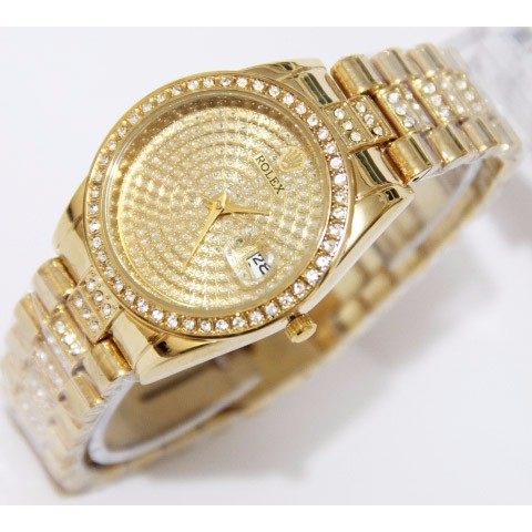 Rolex Wanita | Jam Tangan Wanita / Cewek Rolex Diamond Classic Rantai Gold B_SWH