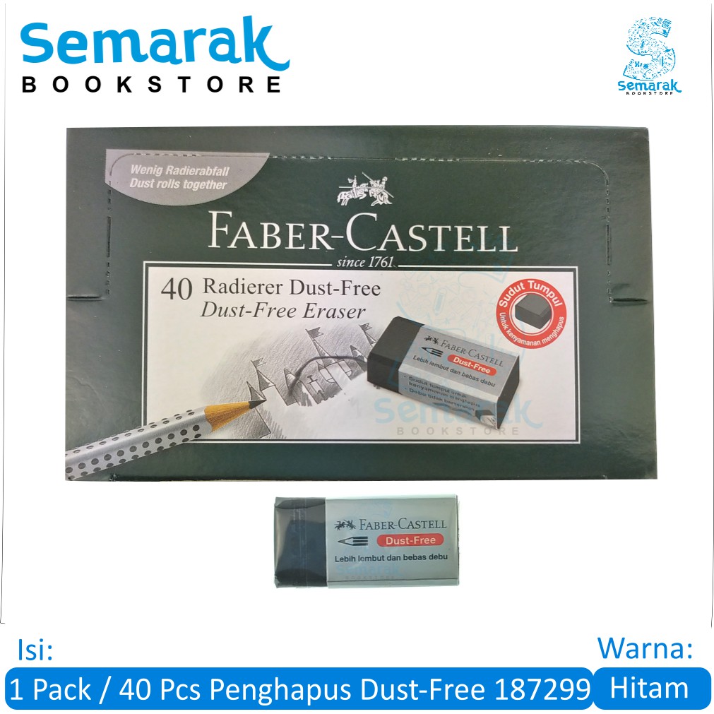 

Faber Castell Dust Free Eraser 187299 Penghapus Kecil - Hitam [1 Pack / 40 Pcs]