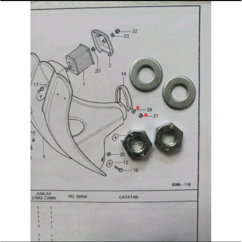 Baut bando sayap honda c50 c70 pispot c70 mk