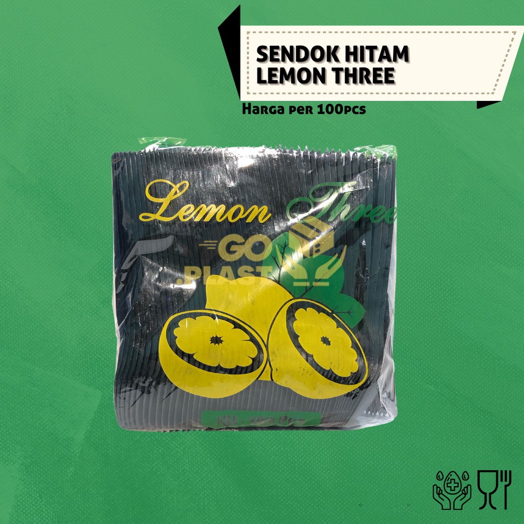 SENDOK GARPU PLASTIK HITAM LEMON THREE