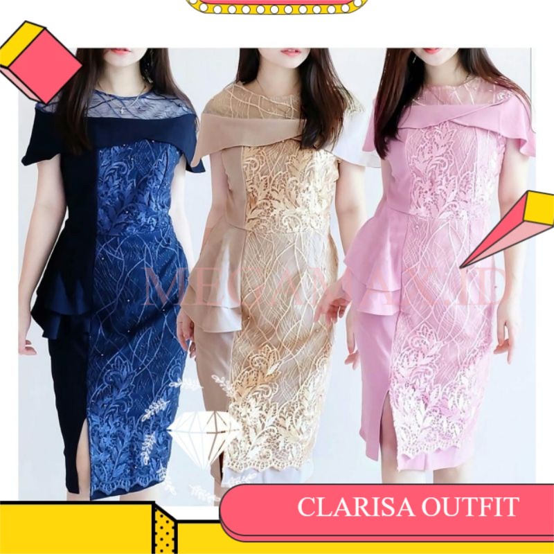 DRESS WANITA PARTY DRESS MIDI SCUBA BRUKAT PREMIUM QUALITY BAJU PESTA UKURAN L XL MIDI DRES CEWEK BR