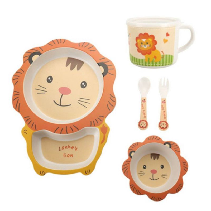 BAMBOO FIBER KIDS FEEDING SET BPA FREE - set peralatan makan mpasi bayi