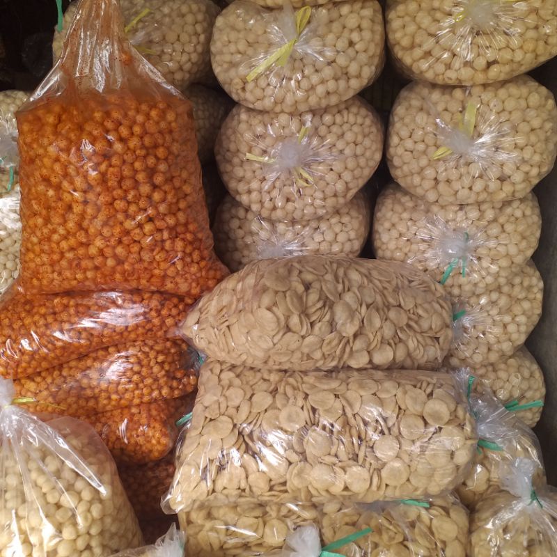 Emplod Lewo Endog Lewo Pedas balado daun jeruk & Original 5Kg . Cemilan Khas Garut cimol kering Empl