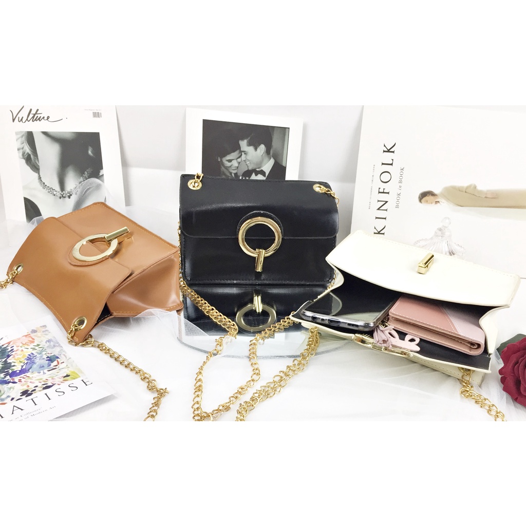 Tas Selempang Hardware Bulat Gold TAS087