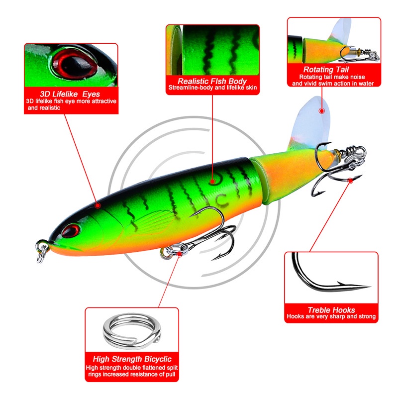 Umpan Pancing Pencil WTD dengan Baling-baling pencil fishing lure top water floating mancing casting 11cm 15 gram