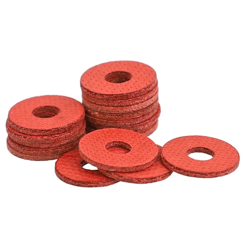 Bt 100pcs Red Flat Ring Fiber Washers Fiber Washer Karet Flat Washer Ledeng Kit Isolasi Washer