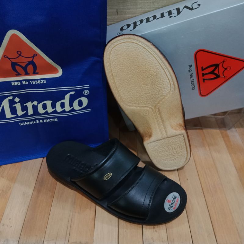 MIRADO "564" Hitam sandal kulit pria tali2 ORIGINAL.Sendal kulit pria kualitas ekspor.