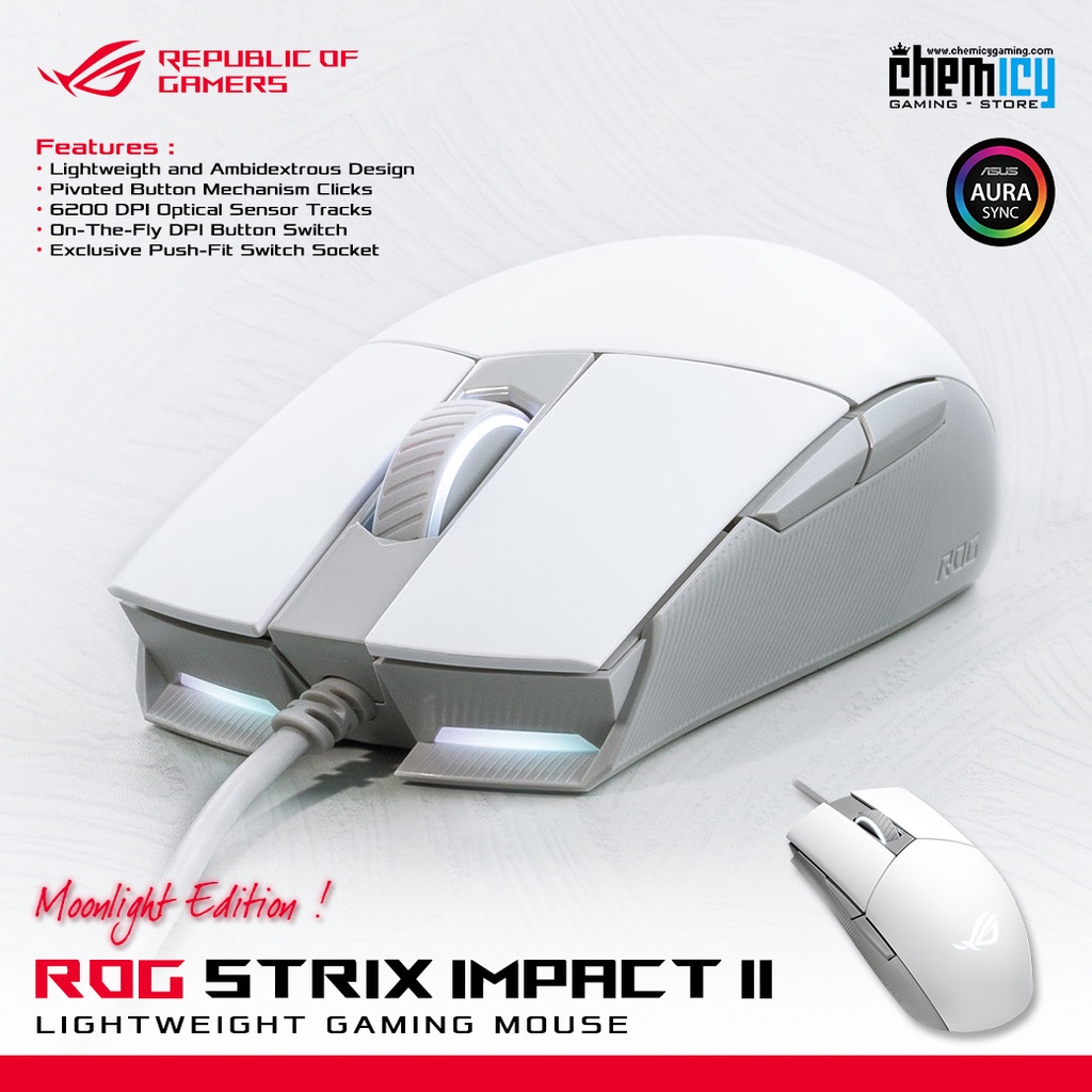 Asus ROG Strix Impact II Moonlight RGB Gaming Mouse