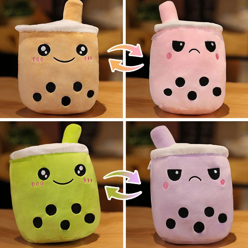 25cm Boneka Reversible Secret Pouch Boba Plushie Bubble Tea Milk Plush Doll Soft Stuffed Toy Mainan