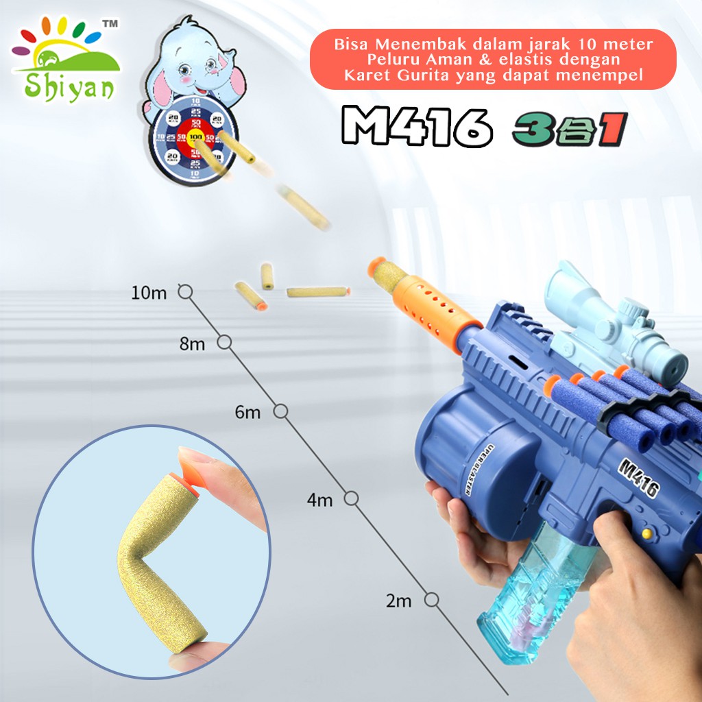 [Shiyan] soft bullet assault rifle toys / mainan senapan dengan bubble blower model senjata m416