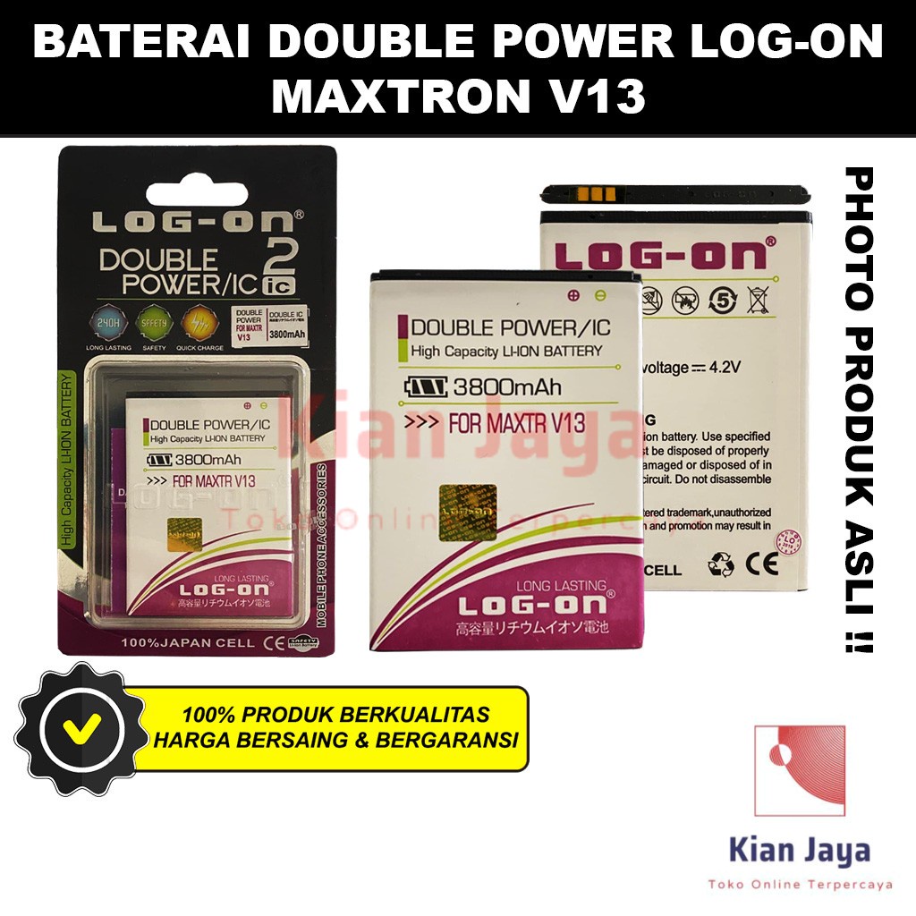 Baterai Double Power Log-on Hp Maxtron V13 Batre Batrai Battery Original Logon