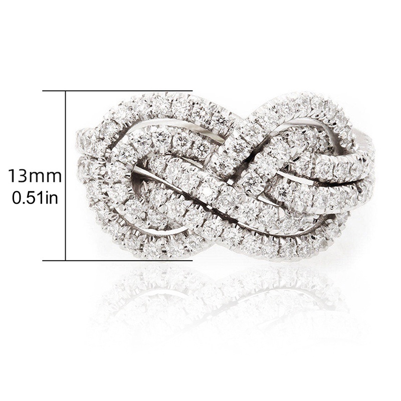 Cincin Bentuk Twist Bahan Cubic Zirconia Warna Silver Untuk Wanita