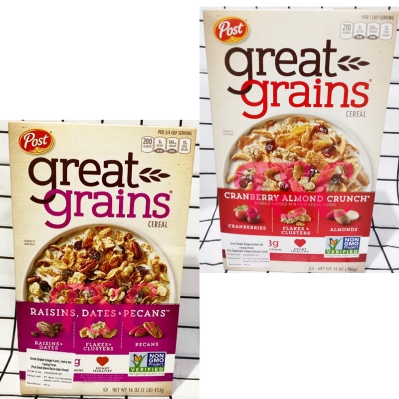 

POST Raisins Dates Pecan / Post Cranberry Almond Crunch / Post Great Grain Cereal USA
