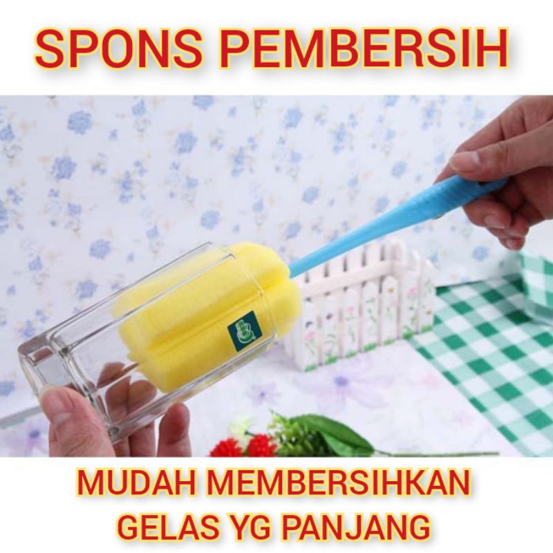 PROMO Spons Sikat Gelas Tongkat Pembersih Botol Bayi Spon Cleaner Glass