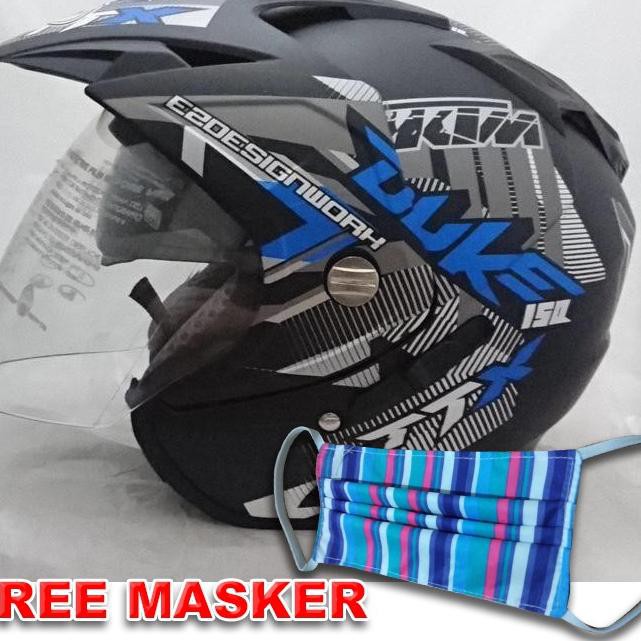 [GMK.23Ap21х] Helm Motor SNI BXP Original 2 kaca (Double visor)  Duke BIRU Setara helmet INK KYT GM