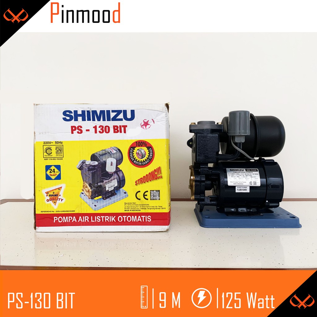 SHIMIZU MESIN POMPA AIR LISTRIK OTOMATIS PS 130 BIT PS130 PS130BIT WATER PUMP AUTO SUMUR DANGKAL