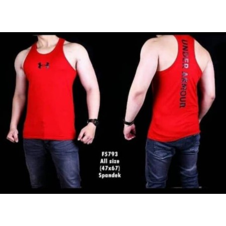 Singlet UAAQ RED kaos tanktop pria running fitnes gym baju trainingtrainingl