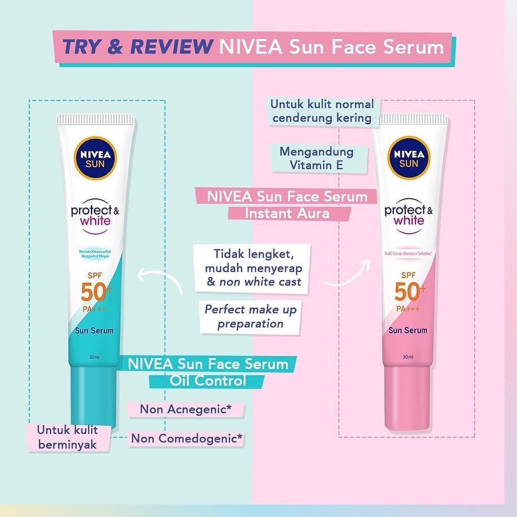 ⭐BAGUS⭐Nivea Suncream Protection Serum Spf 50+ Pa +++ - Oil Control 30 ml | Sunscreen