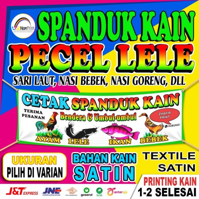 Sablon Spanduk Kain Warung Pecel Lele | Sari Laut - Bahan Kain Satin