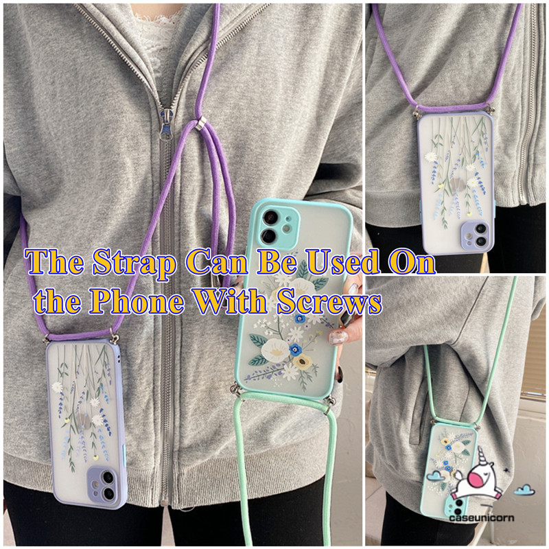 Case Bahan Nilon Warna Permen Dengan Tali Lanyard Leher Dapat Dilepas Untuk Iphone Samsung Oppo Realme Vivo Xiaomi Redmi Huawei