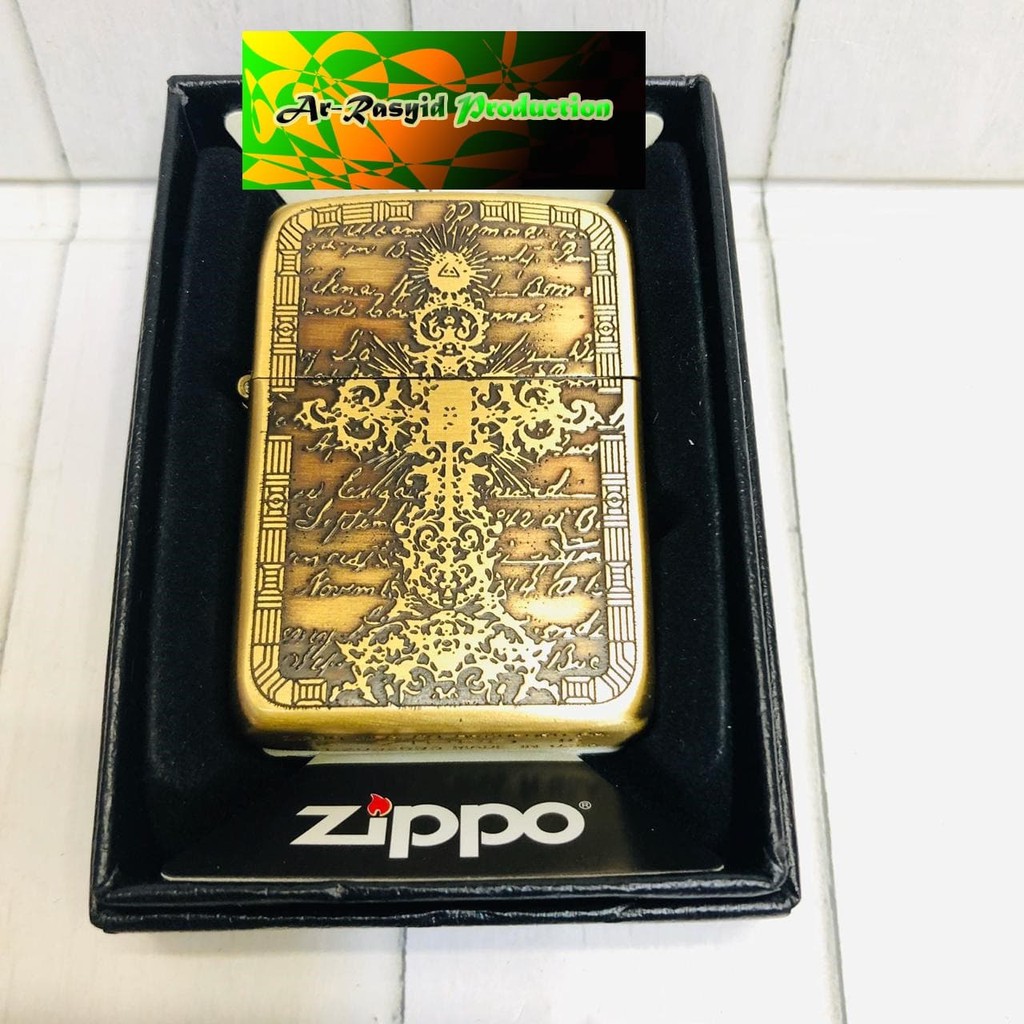 Hot Sale Korek Api Minyak Zippo Matte Kw Motif Gold 12
