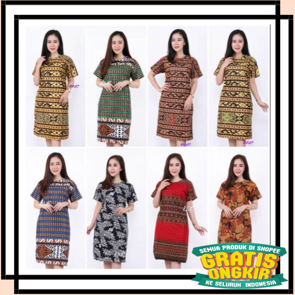 MOTIF TERBARU MODEL KOREA BATIK KEKINIAN SEMARANG / dress batik modern wanita flare murah grosir