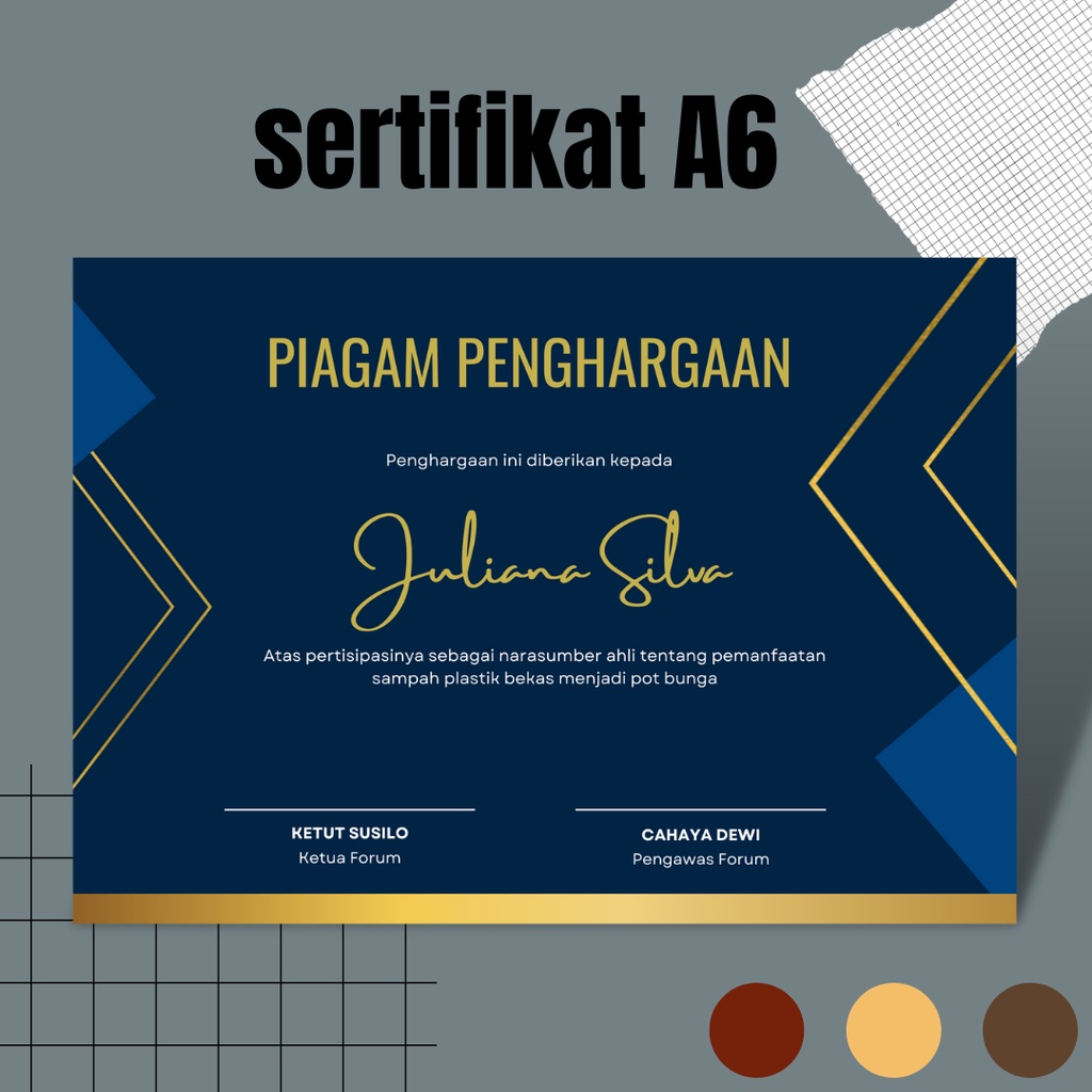 

SERTIFIKAT A6 - Cetak / Print / Custom Desain Sendiri Murah min pembelian