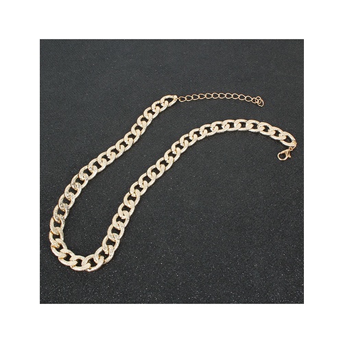 LRC Kalung Fashion Golden Short Frosted Metal Chain Necklace V52286