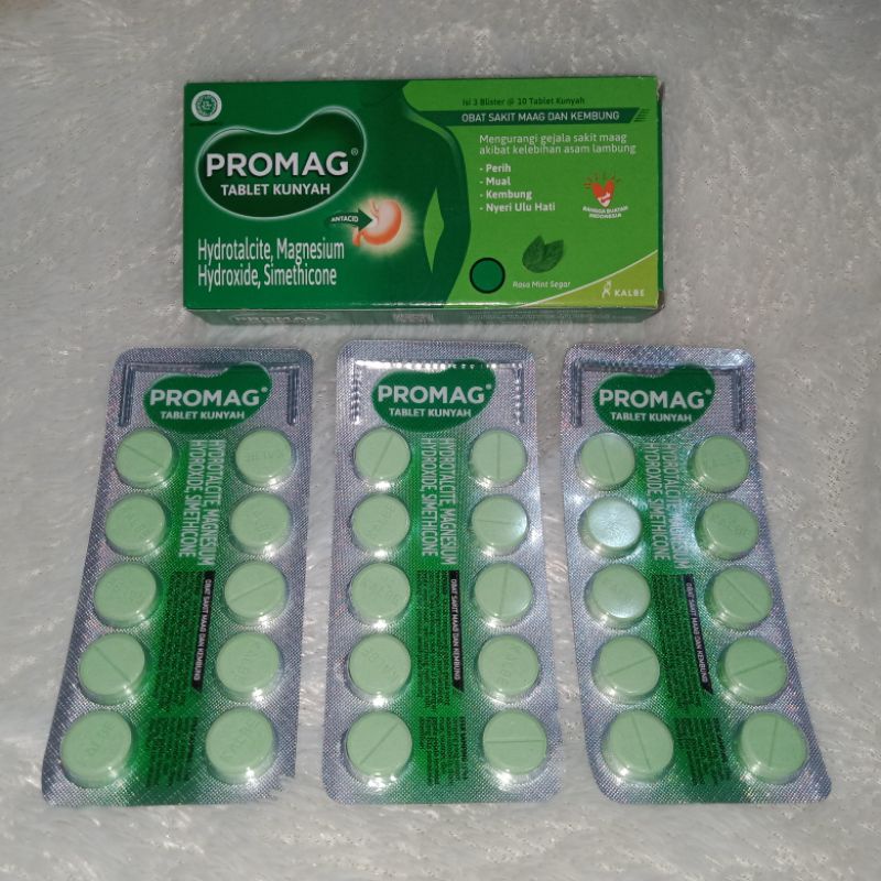 PROMAG OBAT TABLET MAAG KUNYAH KEMASAN BARU @STRIP ISI 10 TABLET