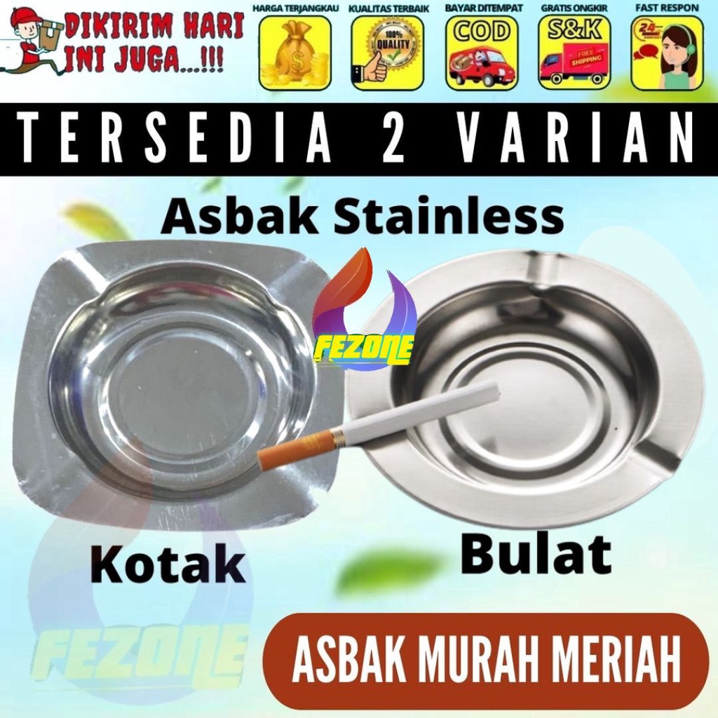 ASBAK ROKOK STAINLESS BENTUK BULAT DIAMETER 12CM ASBAK MURAH  FEZONE