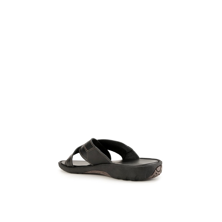 SANDAL SLIDE KULIT ANDRE VALENTINO PRIA ORIGINAL CASUAL HITAM AVM08