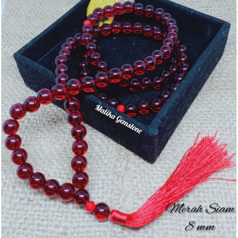 TASBIH BATU NATURAL MERAH SIAM 99 BUTIR