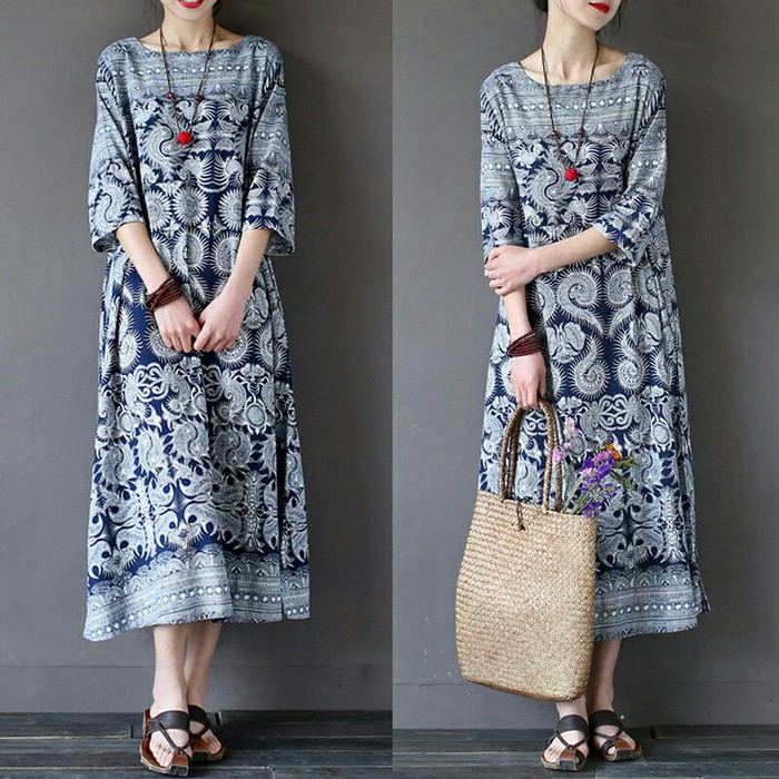 ZANZEA DRESS TUNIK MAXI PRINT FLORAL Limited