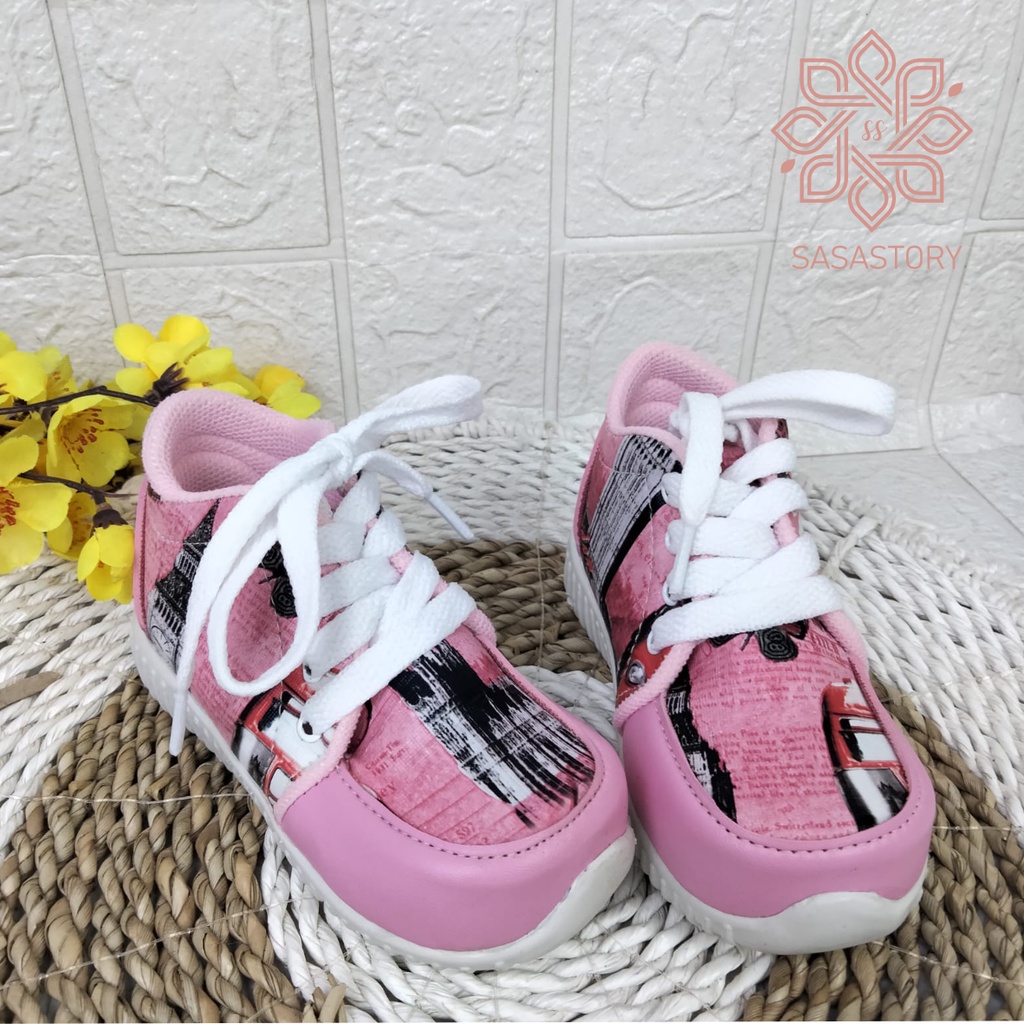 Sasastory Sepatu Boots Motif Anak Perempuan Usia 1 2 3 Tahun Pink Ungu CA17