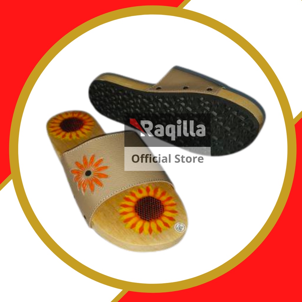 Sandal wanita selop motif bunga matahari Slide wanita dari Raqilla Shop