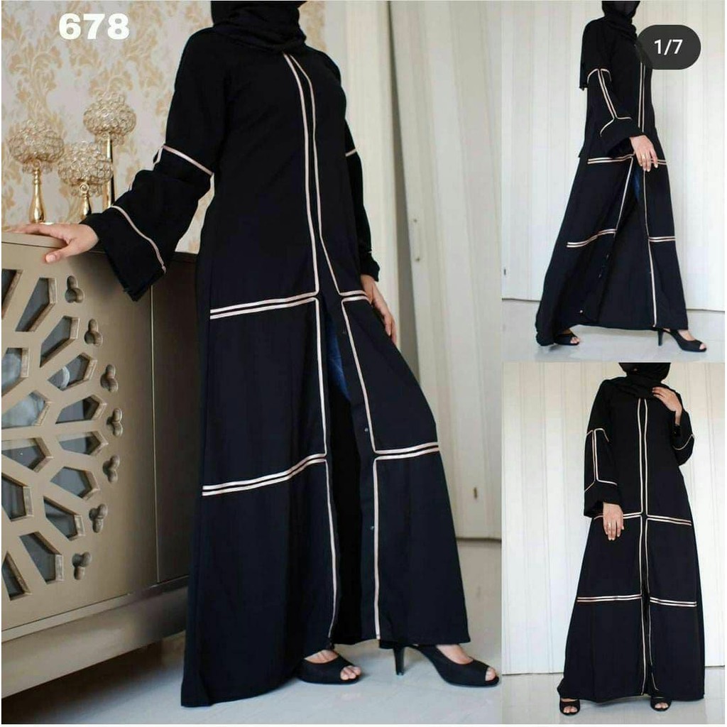 GAMIS ABAYA ARAB SAUDI HITAM LIST PUTIH KODE 678