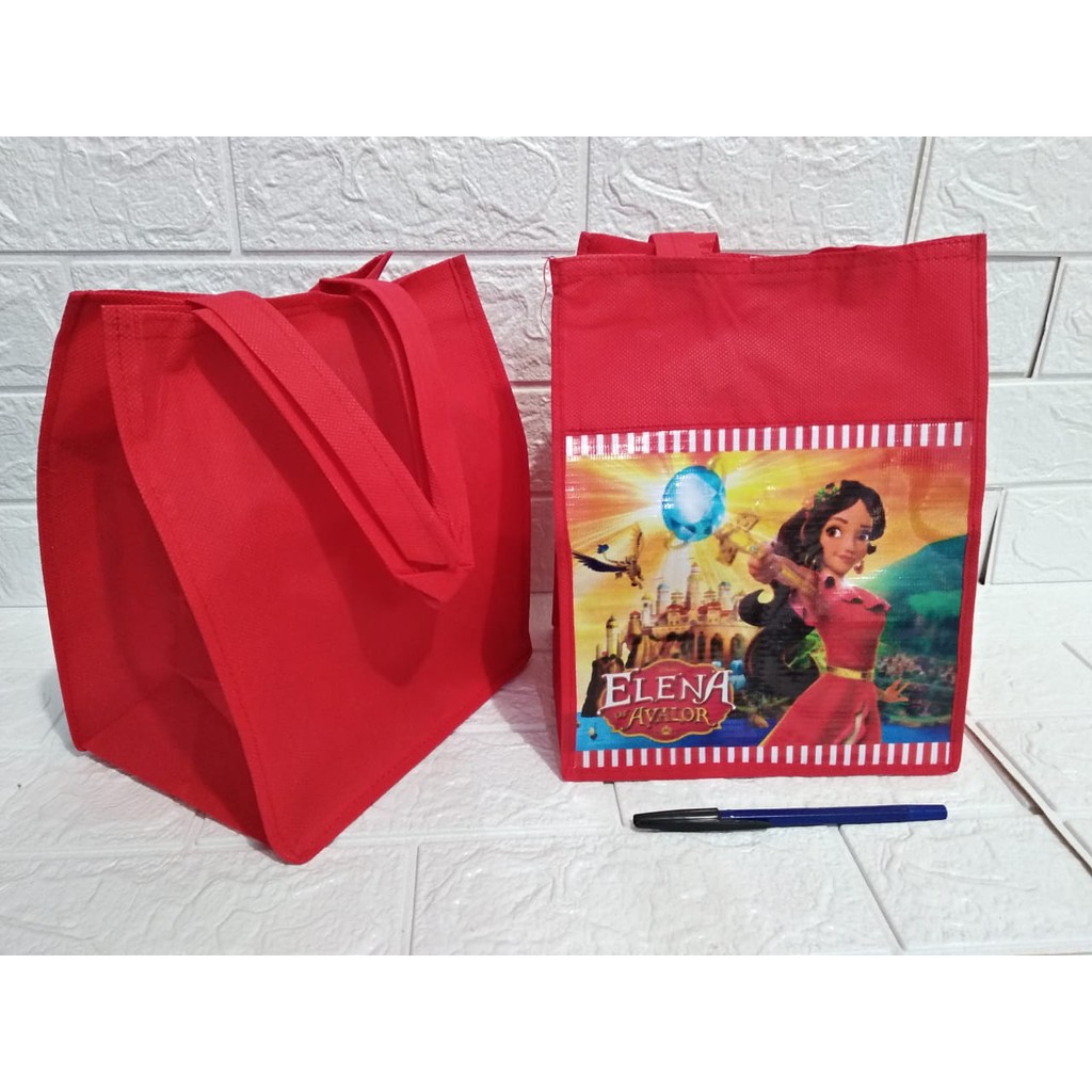 TAS SPUNBOND NK Seri Princess Goodie Bag Souvenir Ulang tahun anak goody ultah karakter GROSIR-Elena 
