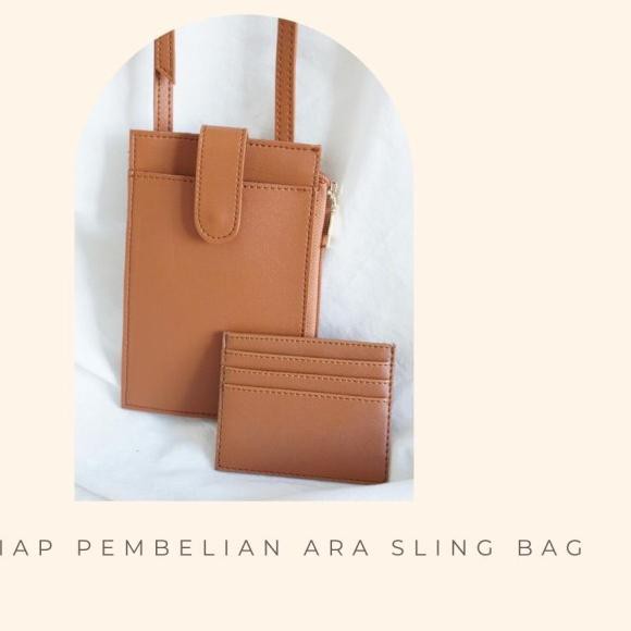 ➸ ARA SLING BAG/ TAS PONSEL KECIL MINI DOMPET HP WANITA CASUAL SELEMPANG - Choco ♛