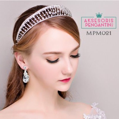 [PALING MURAH] MAHKOTA PENGANTIN HEADPIECE WEDDING AKSESORIS WANITA SILVER MPM021