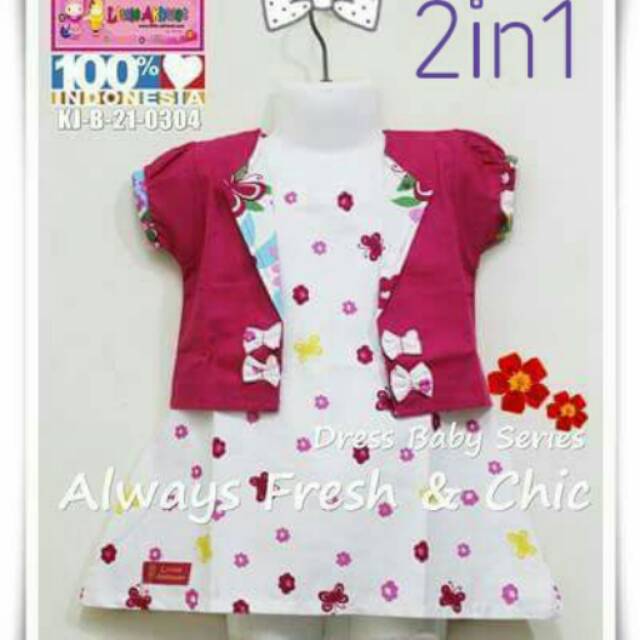 Baju bayi baby dress bollero unik lucu katun jepang
