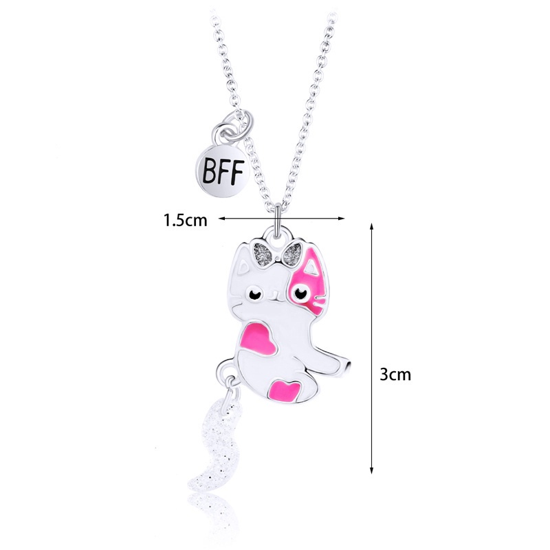 Fancyqube 2pcs / Set Kalung Liontin Bentuk Puzzle Hati Kucing Bahan Stainless Steel Untuk Pria Dan Wanita