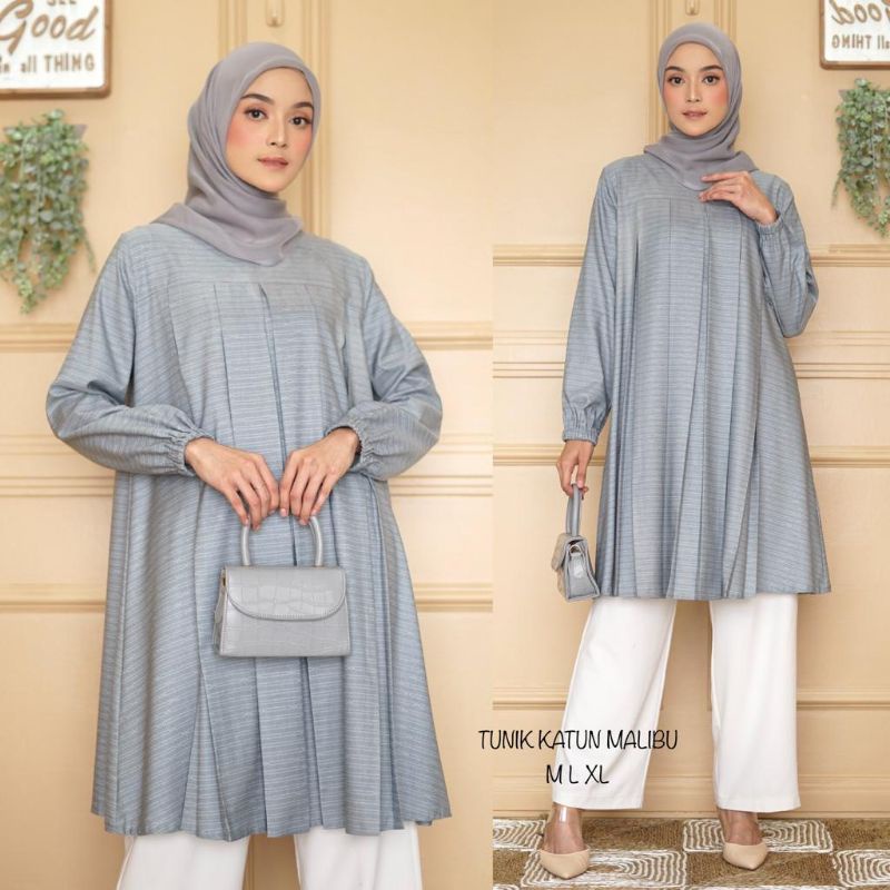 Terbaru Tunik malibu  tunik Musimah , Tunik Original Kamari , Atasan Katun Malibu.