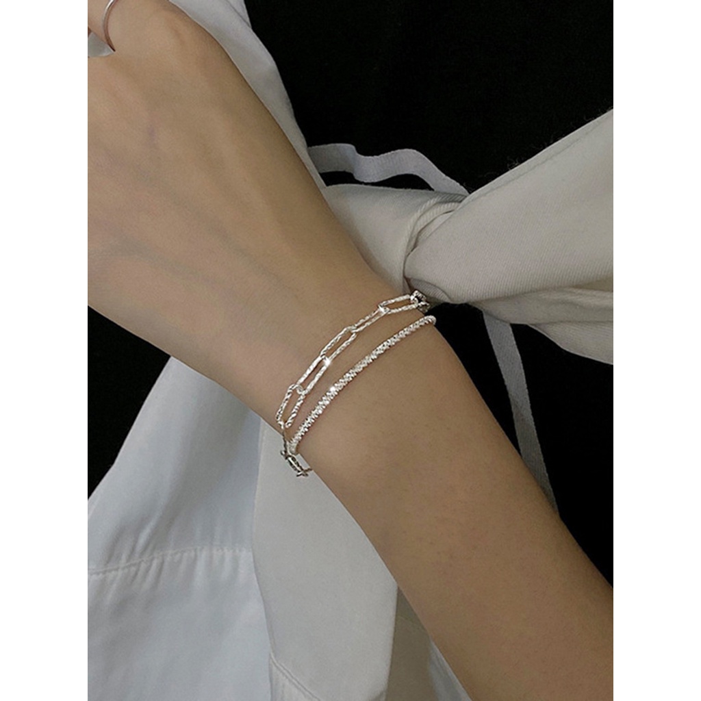 2pcs / set Gelang Wanita Model Lapis Ganda Aksen Bintang Untuk Pesta