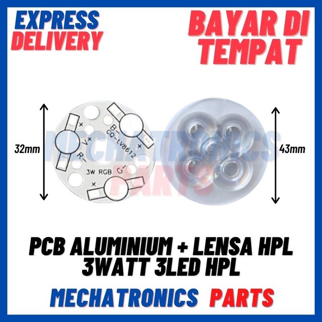 [DSP-9445] PCB ALUMINIUM + LENSA HPL 3WATT 3LED HPL 32/50MM