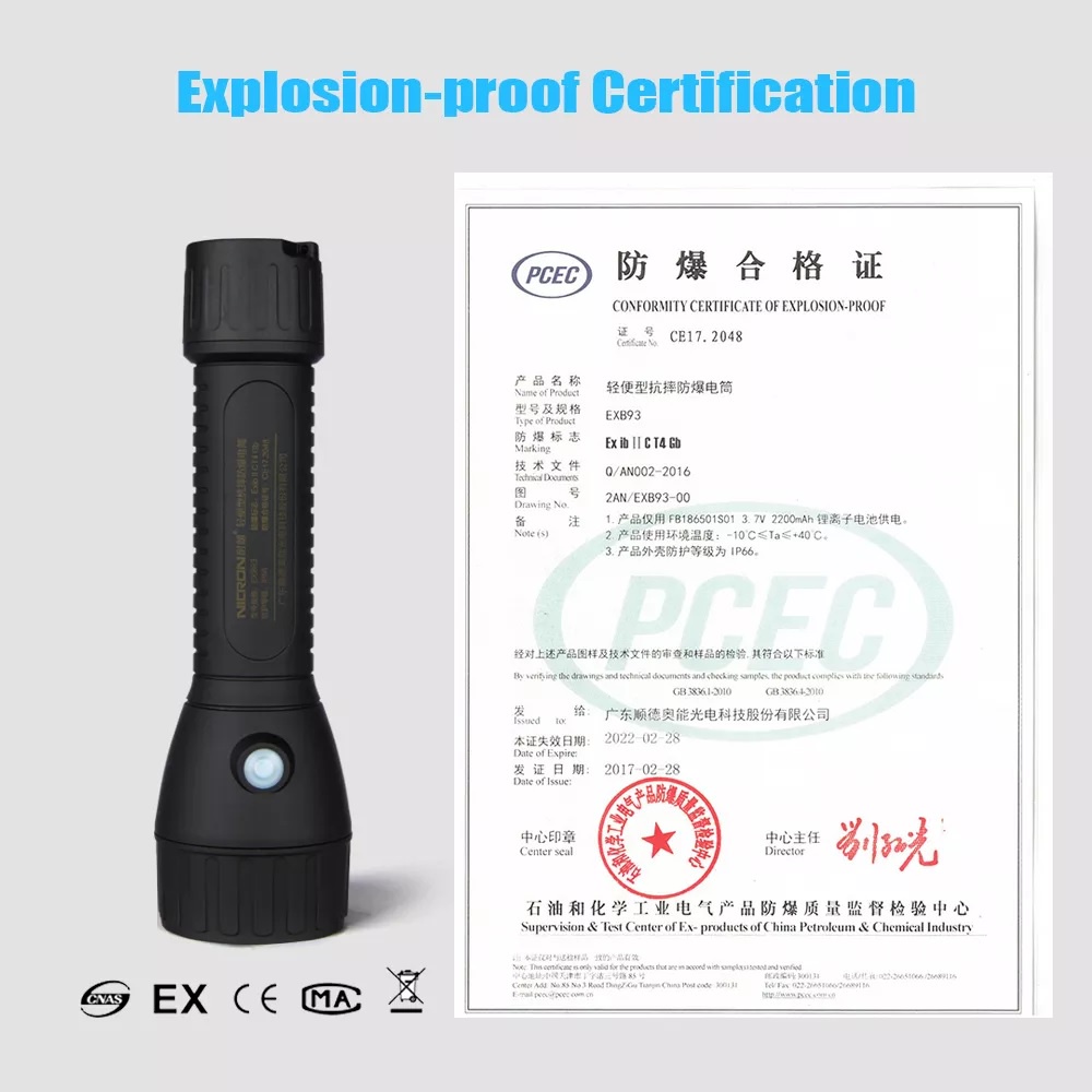 NICRON EXB93 - Compact Anti-Explosion Flashlight - Senter Portabel Tahan Air Rechargeable 250 Lumens