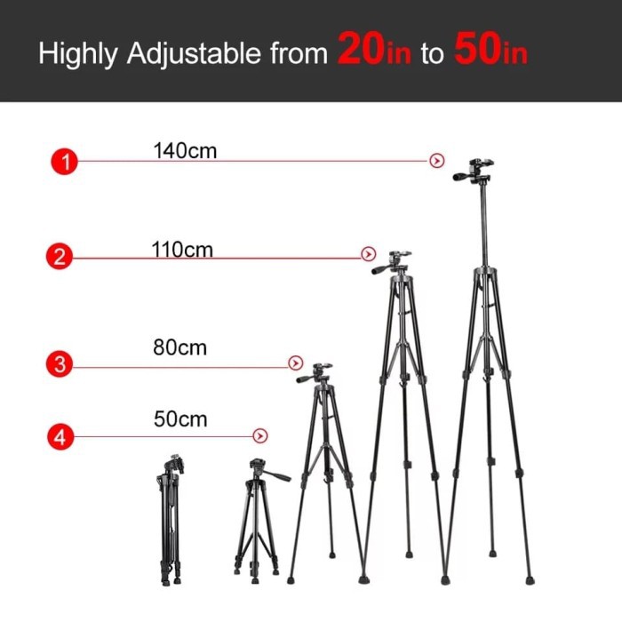 NA - Tripod 140cm Universal Tripod Holder Aluminium Anti Selip 3366