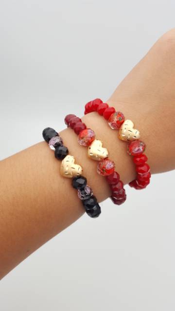 Gelang Emas Love dengan Tali/ gelang manik emas love kadar 375/8k